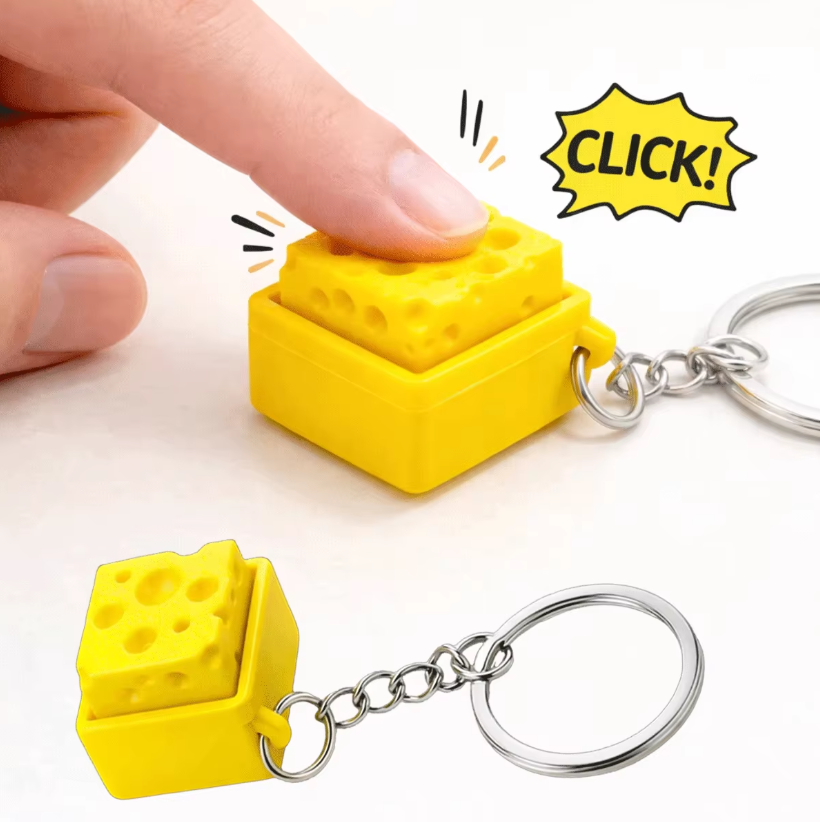 3D Printing Plastic - Chaveiro Clicker de Teclado Mini Queijo